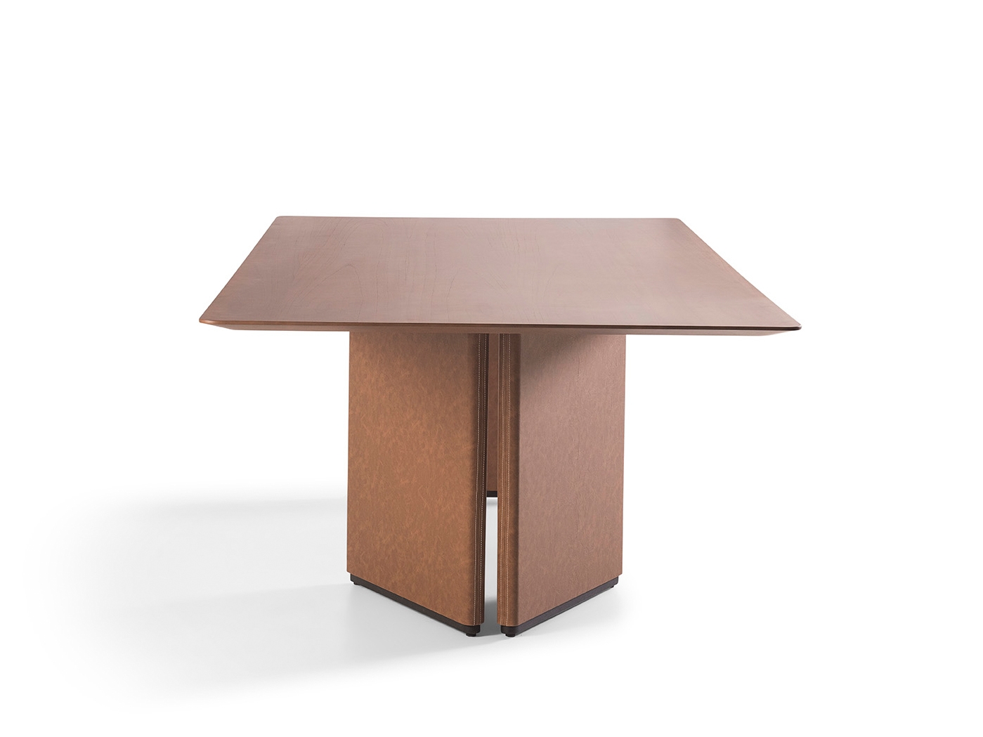 Lançamentos 2025 Mesa Jantar Zoe  Tampo Nogueira - Base revestimento FA048 - Detalhe Preto Fosco Starmobile Design