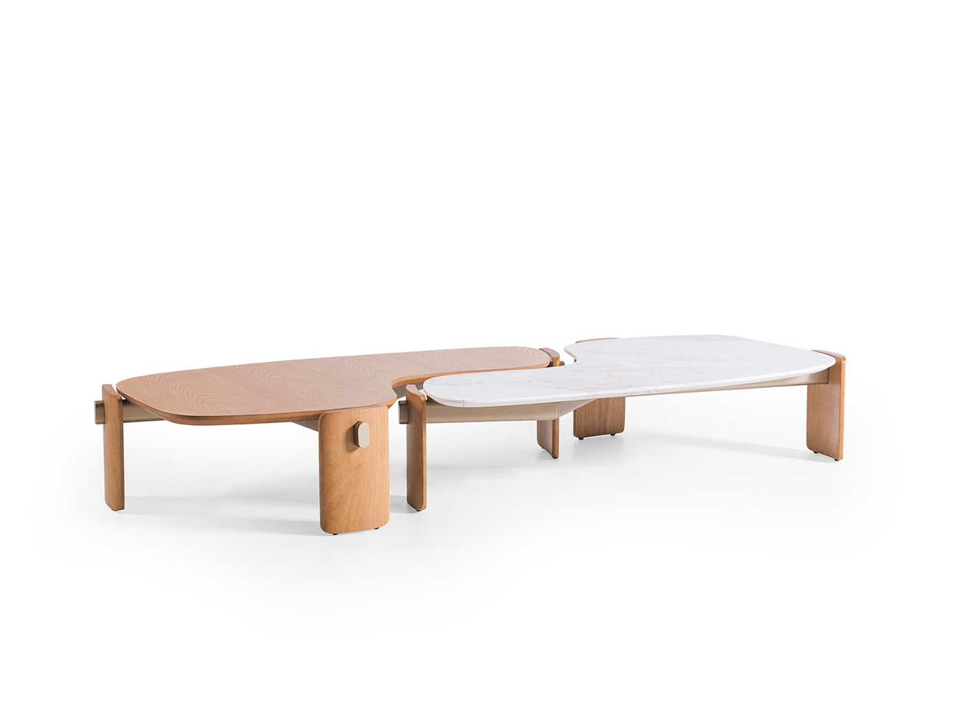 Mesas Mesa Centro Araucária   MCAR1375CA - Estrutura HS02F - Madeira Mel - Mármore Calacata Gold Starmobile Design