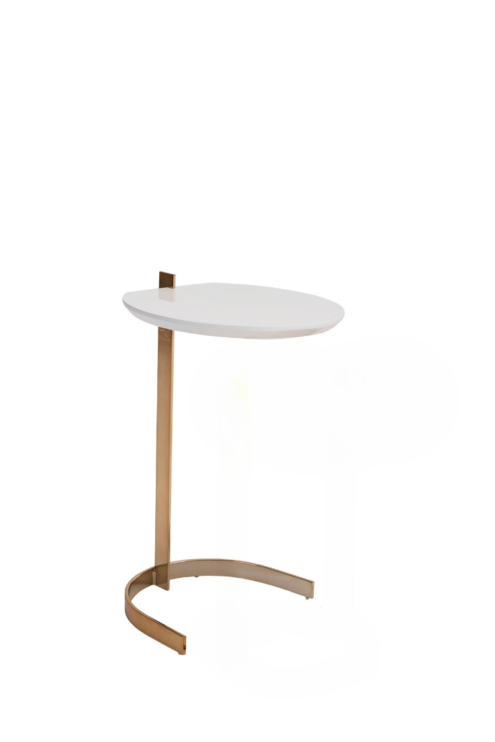 Mesas Mesa Lateral Axis  MLAX65IPP – Tampo Laca Branca – Gold Starmobile Design