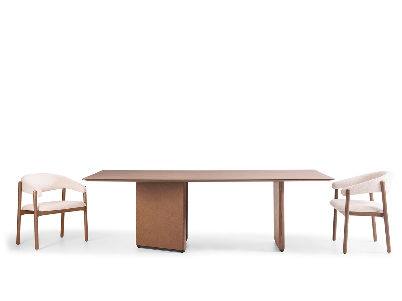 Lançamentos 2025 Mesa Jantar Zoe  Tampo Nogueira - Base revestimento FA048 - Detalhe Preto Fosco Starmobile Design